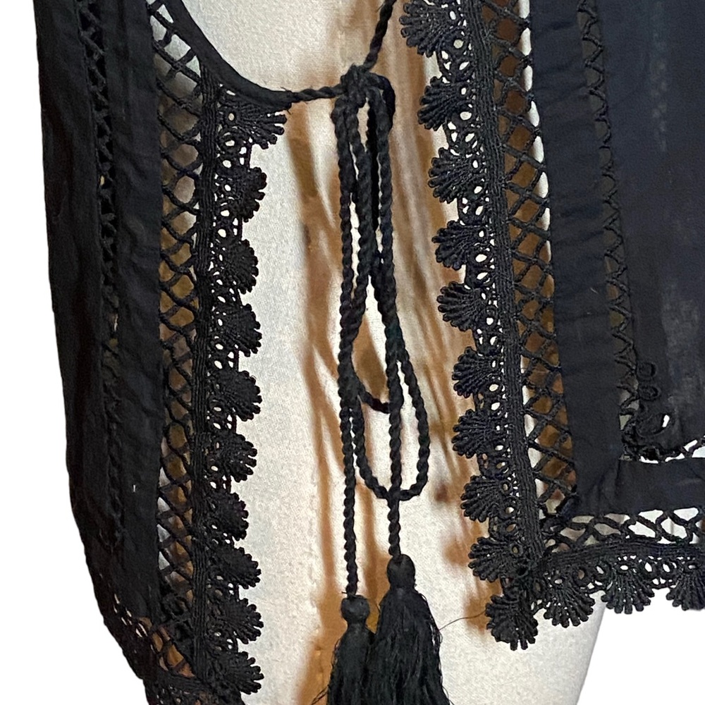 Free People Black Lace Trim Women's Tank Halter Cover Up S - Picture 4 of 10